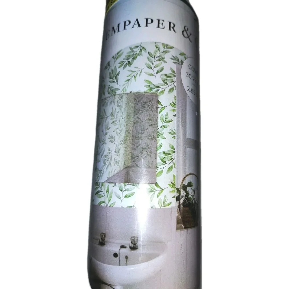Tempaper & Co. Peel and Stick Wallpaper Farmhouse Botanical Natural Green 30.75